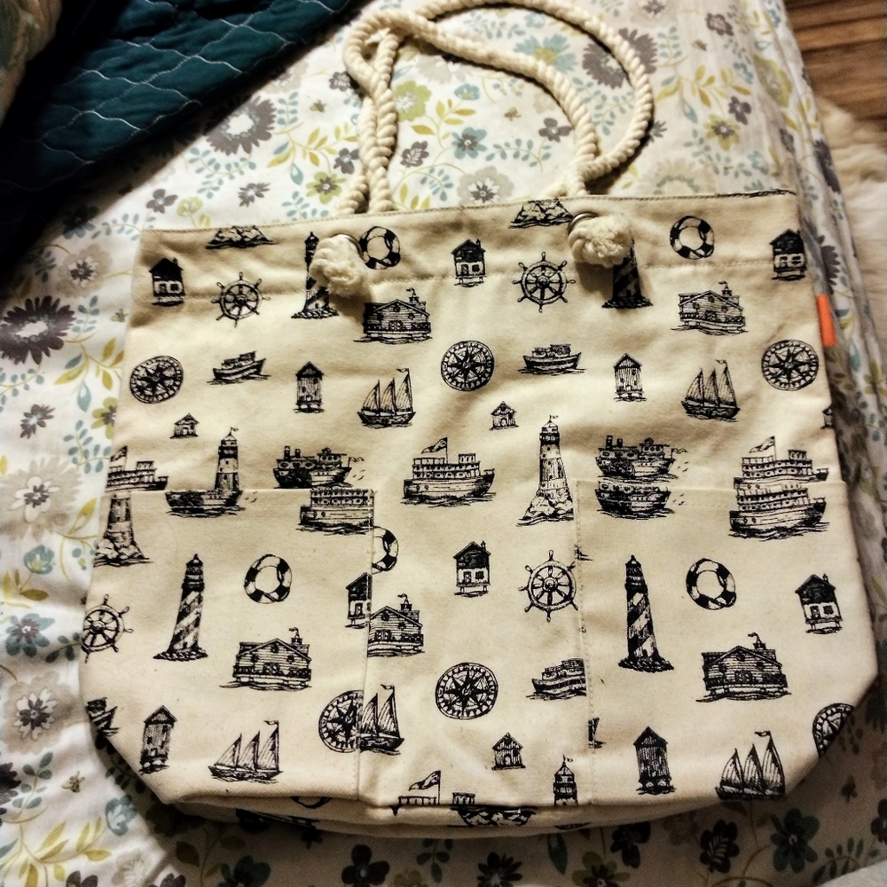New Big CB Station Boat Tote Bag with Rope Handle